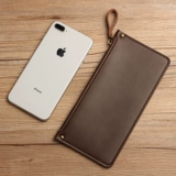 Длинный бумажник, кожаная универсальная ретро сумка с молнией, из натуральной кожи