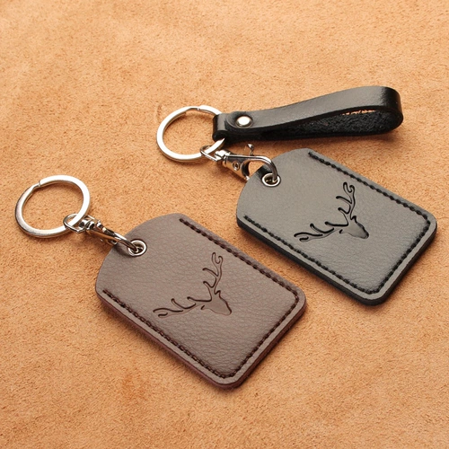 Картхолдер, кожаный прямоугольный круглый индукционный брелок, из натуральной кожи