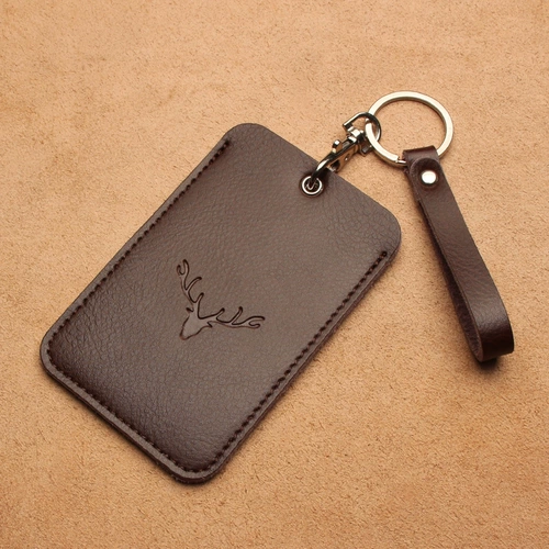 Картхолдер, кожаный прямоугольный круглый индукционный брелок, из натуральной кожи