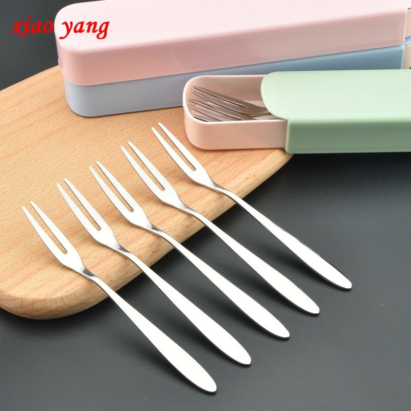 304 stainless steel fruit fork convenient set creative dessert fork birthday cake fork snack dessert mooncake fork