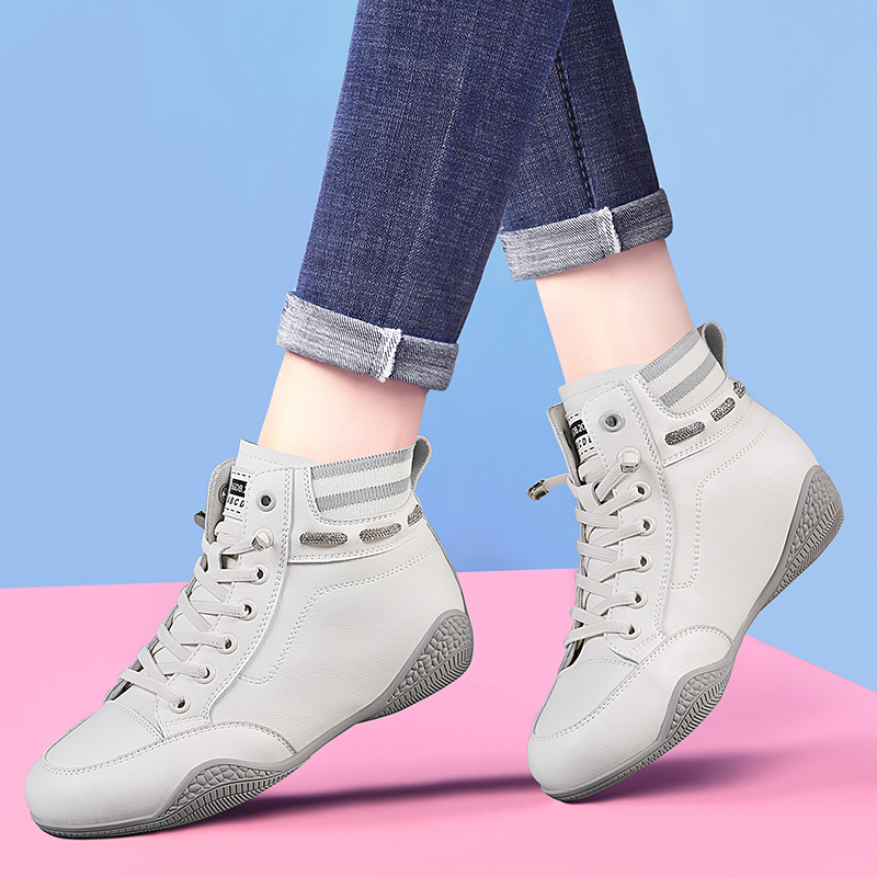 Genuine Leather White Shoes for Women 2026 Summer New Style Middle-Aged and Elderly Mother's Shoes Soft-Soled Travel Shoes High-Top Casual Sports Shoes