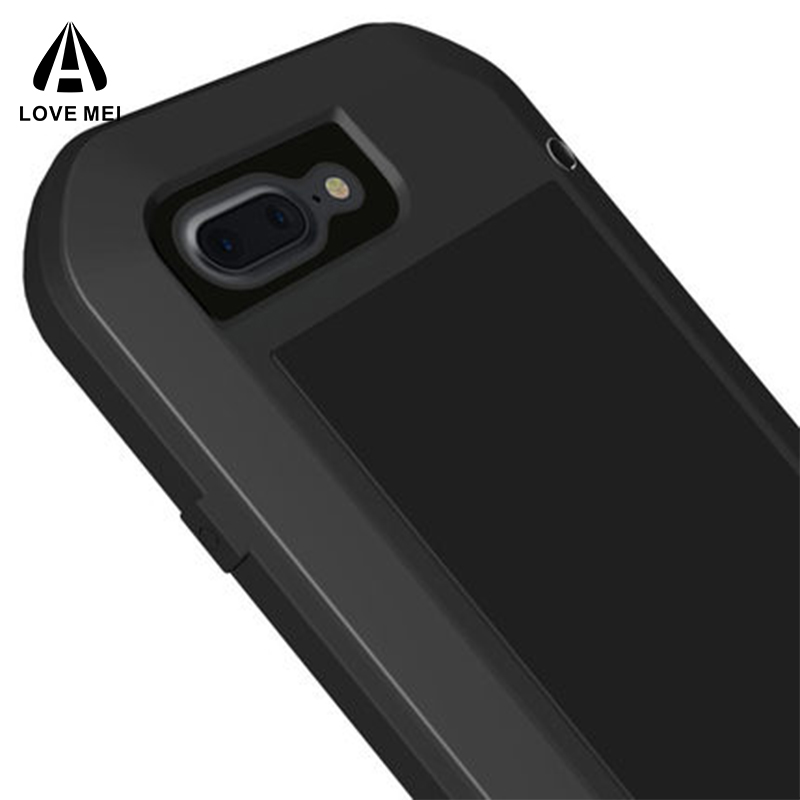 LOVE MEI Powerful Water Resistant Shockproof Dust/Dirt/Snow Proof Aluminum Metal Outdoor Gorilla Glass Heavy Duty Case Cover for Apple iPhone 8 Plus & iPhone 8