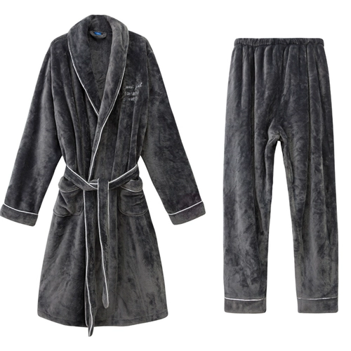 Демисезонный банный халат для влюбленных, фланелевая флисовая коралловая бархатная длинная пижама, увеличенная толщина