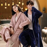 Демисезонный фланелевый банный халат, удерживающая тепло коралловая бархатная пижама для влюбленных, длинные штаны, увеличенная толщина