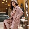 Doudan powder embroidery words women's robe+pants