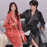 Демисезонный банный халат, фланелевая коралловая бархатная флисовая длинная пижама для влюбленных, увеличенная толщина