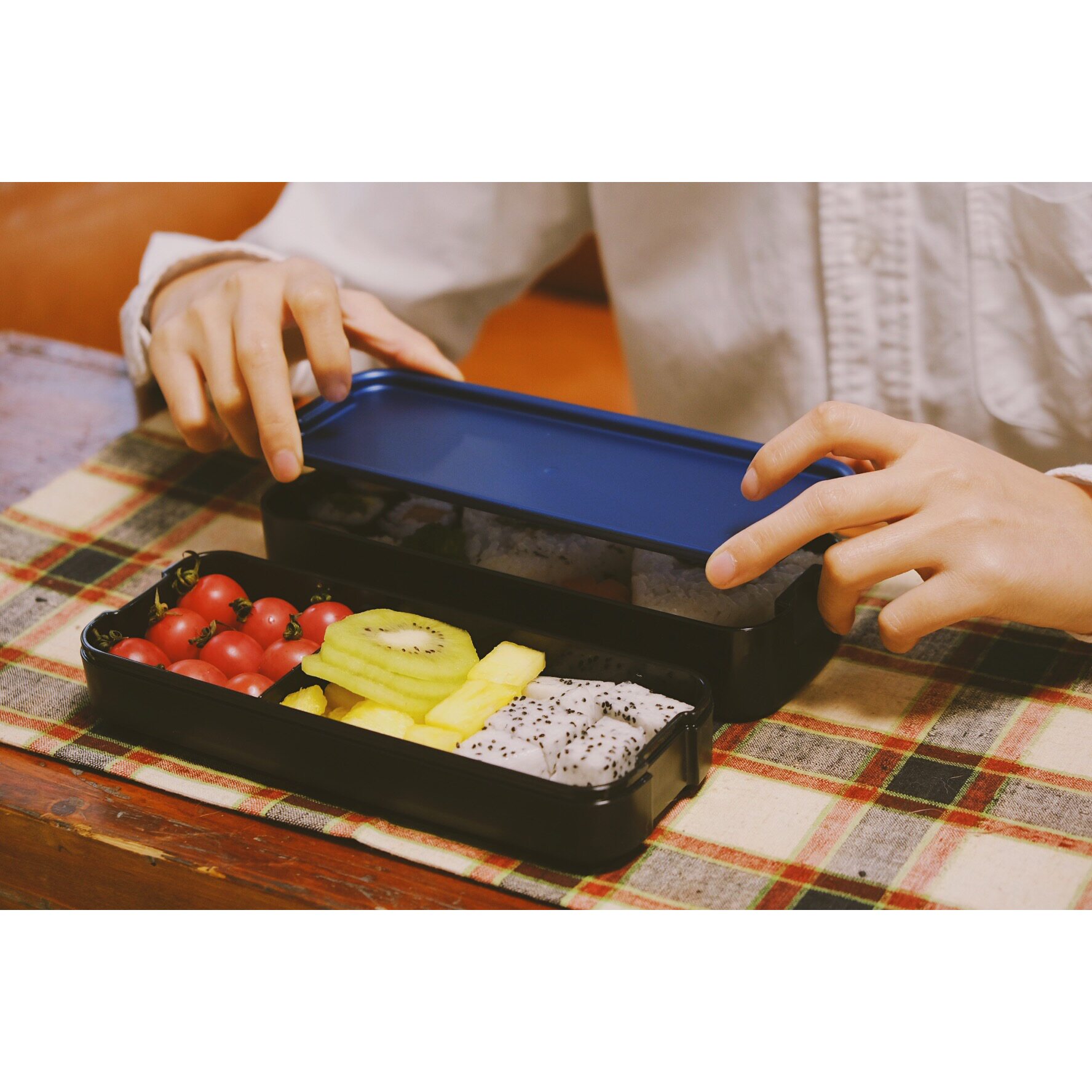 asvel Japanese lunch box lunchbox day style double decker with cutlery microwave oven heated plastic Lunch Box