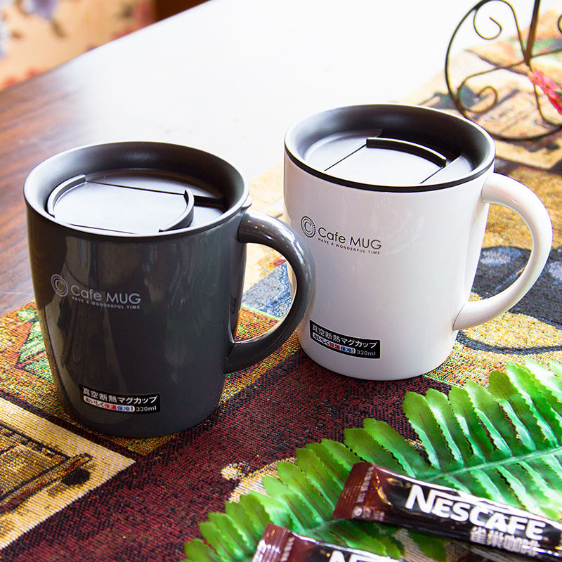 Japanese asvel lovers Mark cup men and women with a lid spoon water glass a pair of home office insulated coffee cups