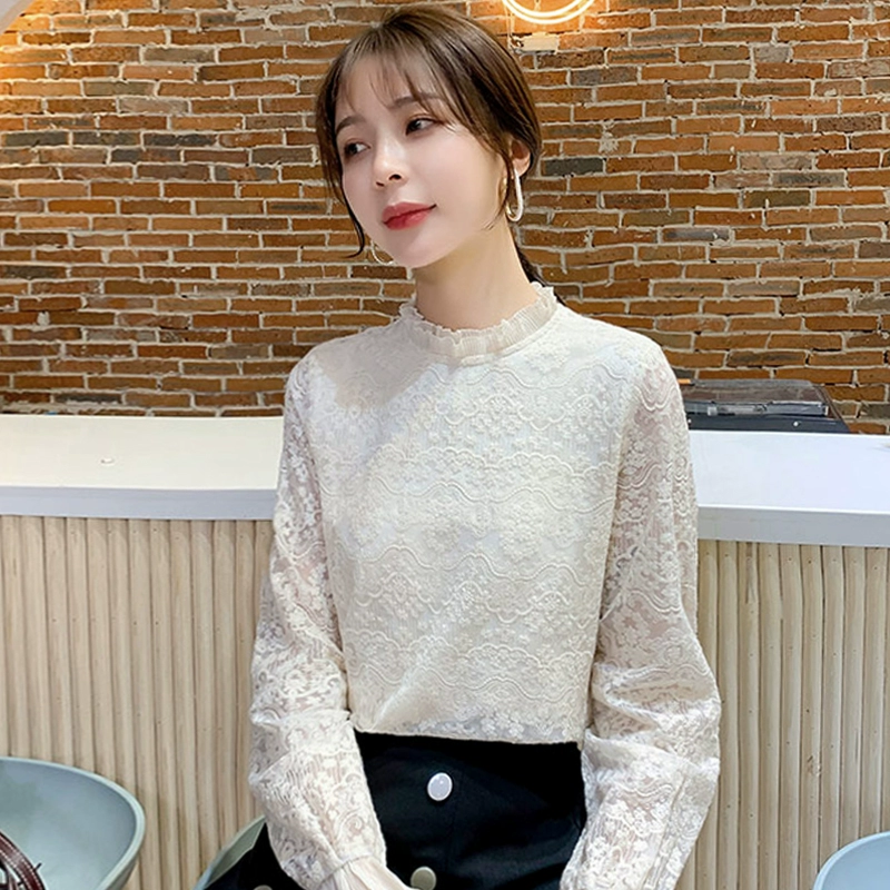 Mùa xuân năm 2021 áo sơ mi voan mới của phụ nữ áo ren - Áo sơ mi chiffon ren