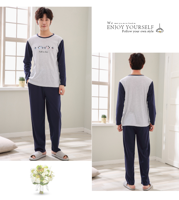 Mùa xuân và mùa thu mới mùa đông cotton dài tay nam nữ thiếu niên thể thao hoạt hình đồ ngủ phù hợp với XL cặp đôi kiểu đồ bộ vải thun bông