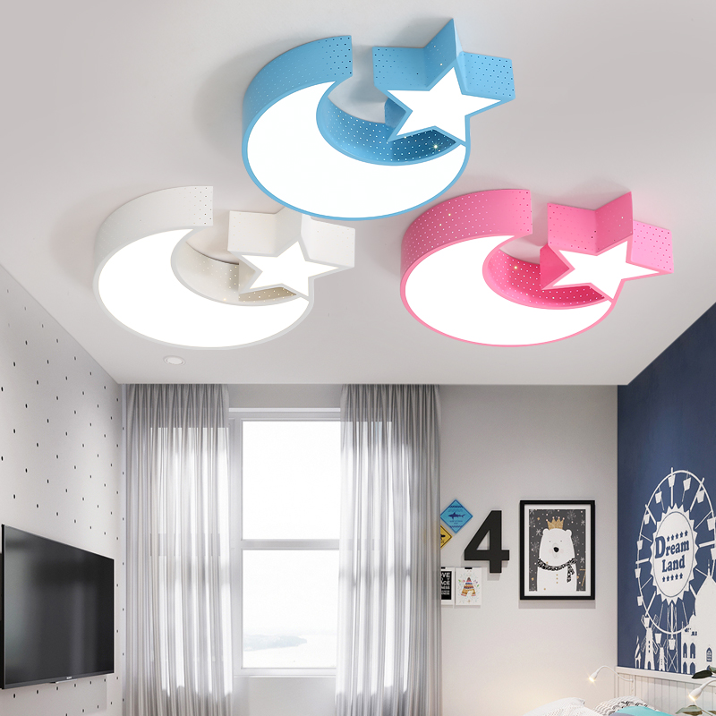 Bedroom lamp children's room modern simple ceiling lamp warm romantic star moon creative atmosphere male and female lamps