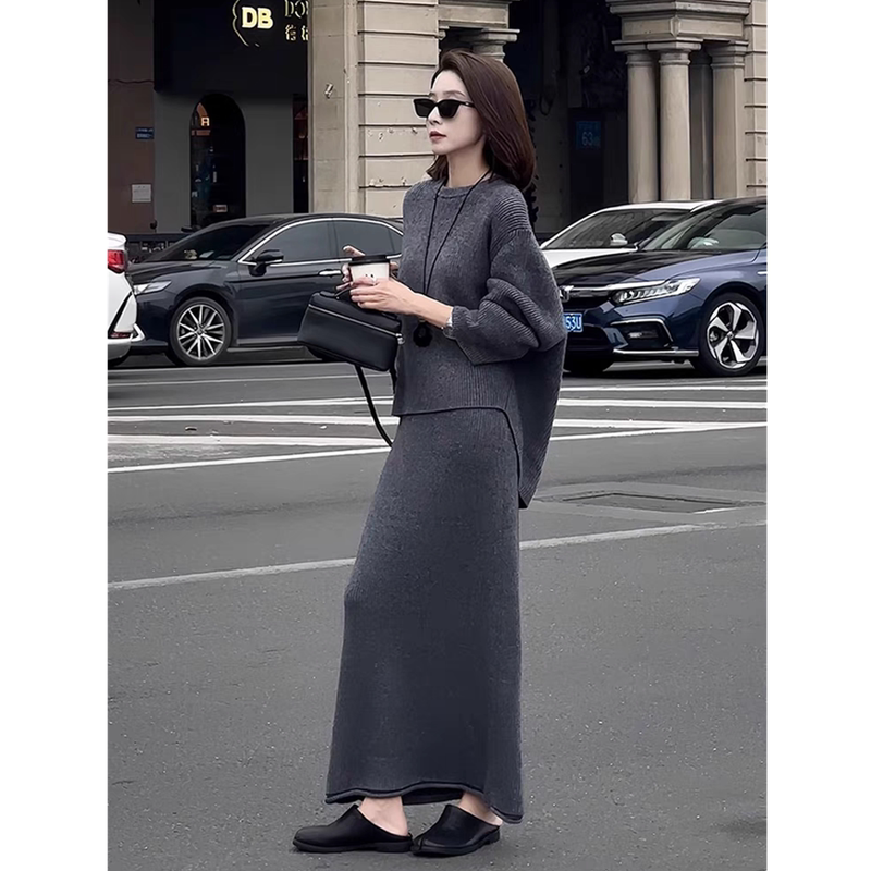 Autumn and Winter Women's Suits, Accessible Luxury, High-End, Feminine, Lazy Style, Sweaters, Knitwears, Casual Skirts, Two-Piece Sets
