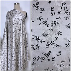 Шелковая ткань 金鸿福古风重缎提花真丝布料旗袍礼服裙面料弹力提花缎碎墨叶梅朵
