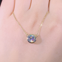 18K platinum rose gold mo sang shi necklace 1 karat United States imports simple Mozambique Drill pendant choker