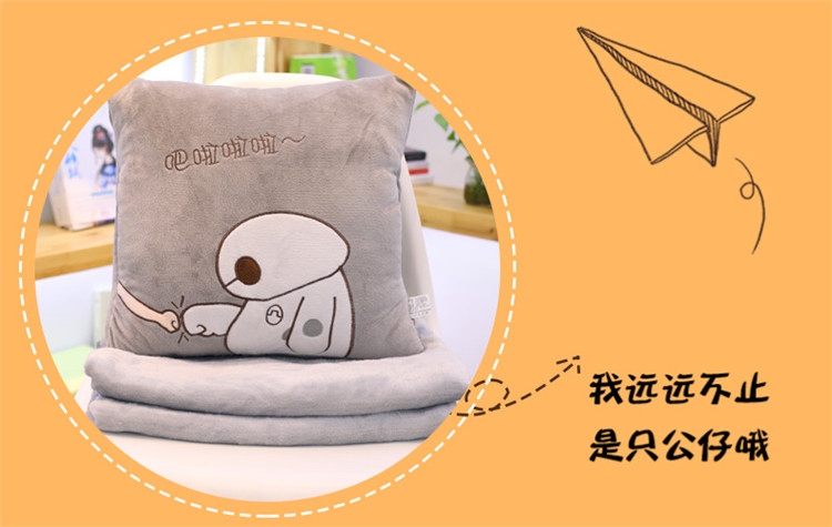 Phim hoạt hình gối chăn kép sử dụng ba trong một đệm xe gối văn phòng đa chức năng nap san hô chăn lông cừu - Trở lại đệm / Bolsters bộ chăn gối văn phòng hình thú