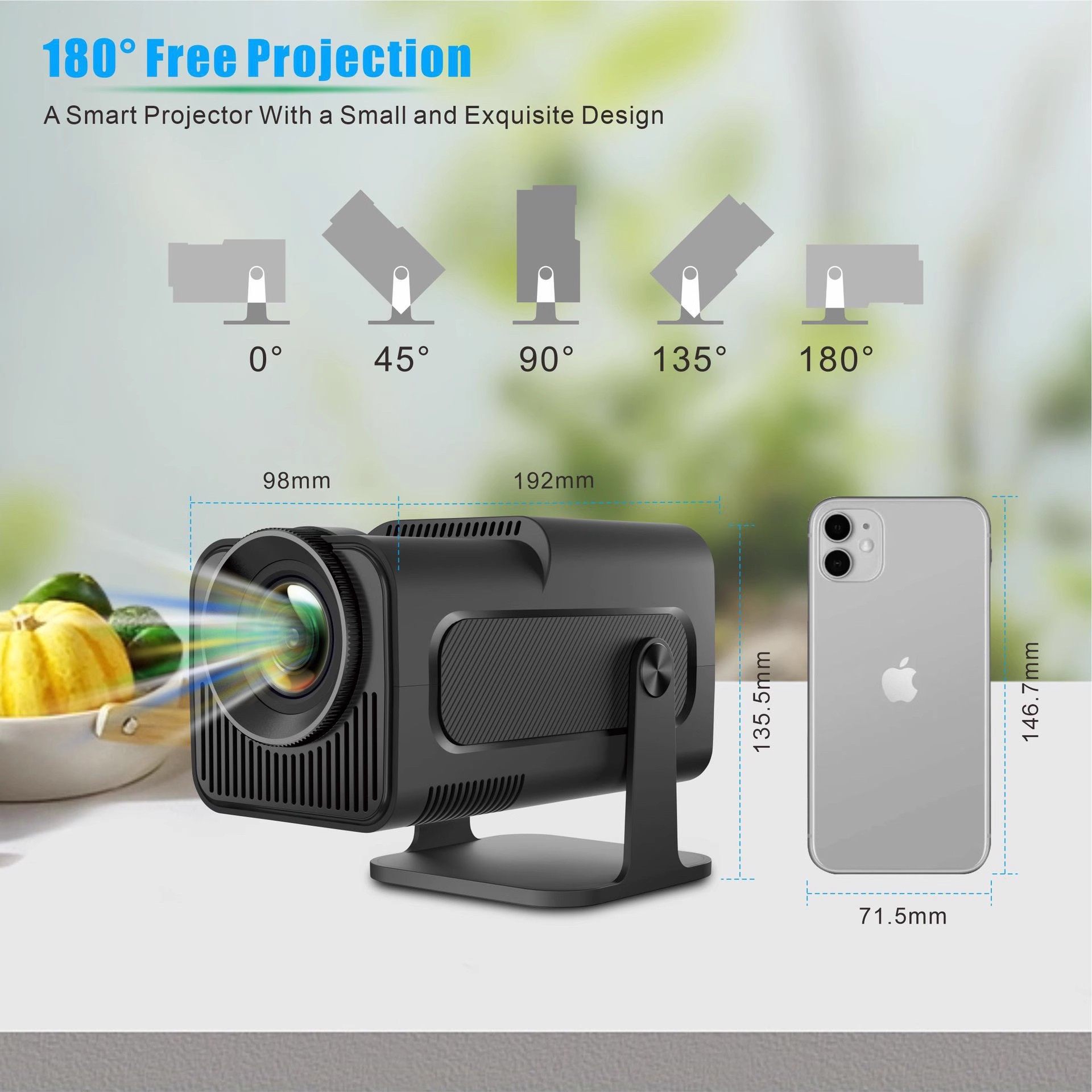 Overseas Projector, Small, Ultra-Clear 4K, Smart, Portable, Home-Use Bedroom Projector, International Version, Can Project on the Ceiling, Mobile Phone Screen Projection Projector