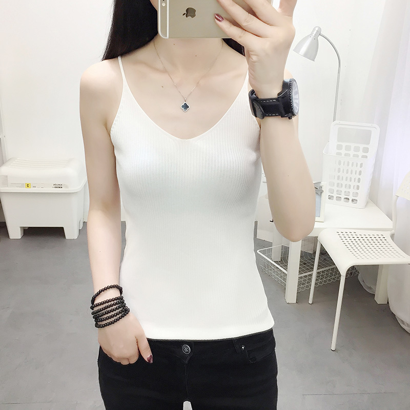 vest nữ trong băng tần ingesty mùa hè sexy backless áo khoác ngắn băng nhỏ sling dệt kim nữ vest đáy