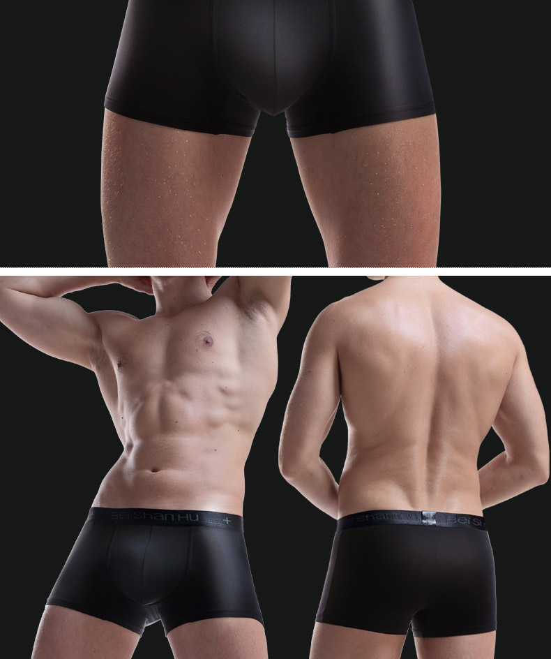 Beishan Lake 3 hộp quà băng lụa nam đồ lót boyshort mờ gợi cảm đồ lót nam bốn góc kích thước lớn quần sịp lưới