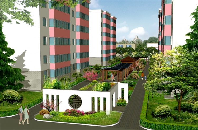 T1442-住宅小区景观设计SU模型 居住区庭院SketchUp草图大师组件-8