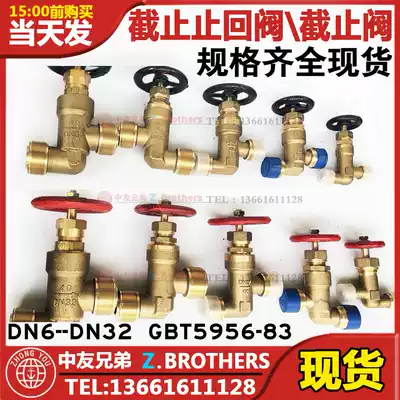 Marine cut-off check valve stop valve pure all copper right angle straight through a type B type GBT595 596-83