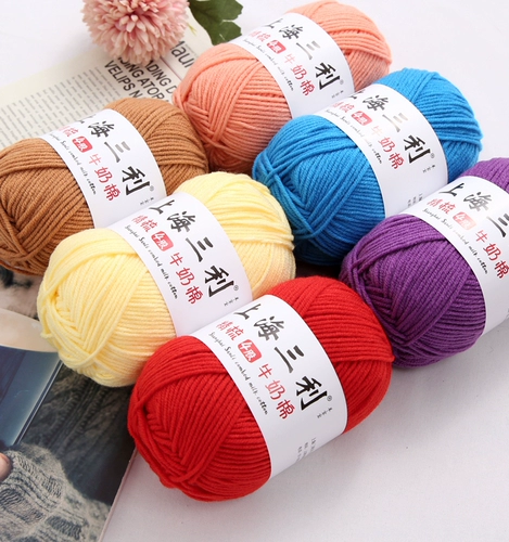 上海三利 Плетеный клубок пряжи ручной работы, крючок для вязания, шарф, детский набор материалов, свитер, из ворсистого хлопка, «сделай сам»