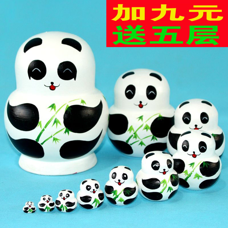 Russian sleeve shake sound exploits ten layers of pure handmade panda sets 10 layers of children's puzzle 201