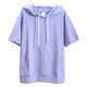 Hooded sweatshirt women's short-sleeved pure cotton loose summer thin pullover light purple half-sleeved hooded T-shirt hoodie style Hong Kong