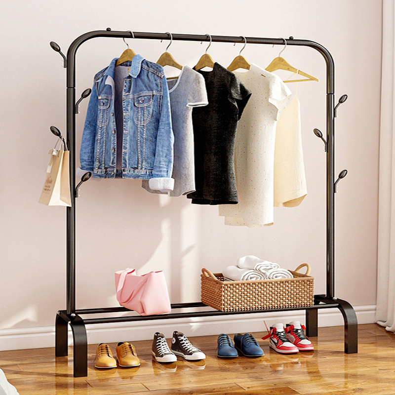 Hanging Hanger Bedroom Floor Simple Iron Art Disposal Shelf Home Standing Small Indoor Clothes Rack Bar Style