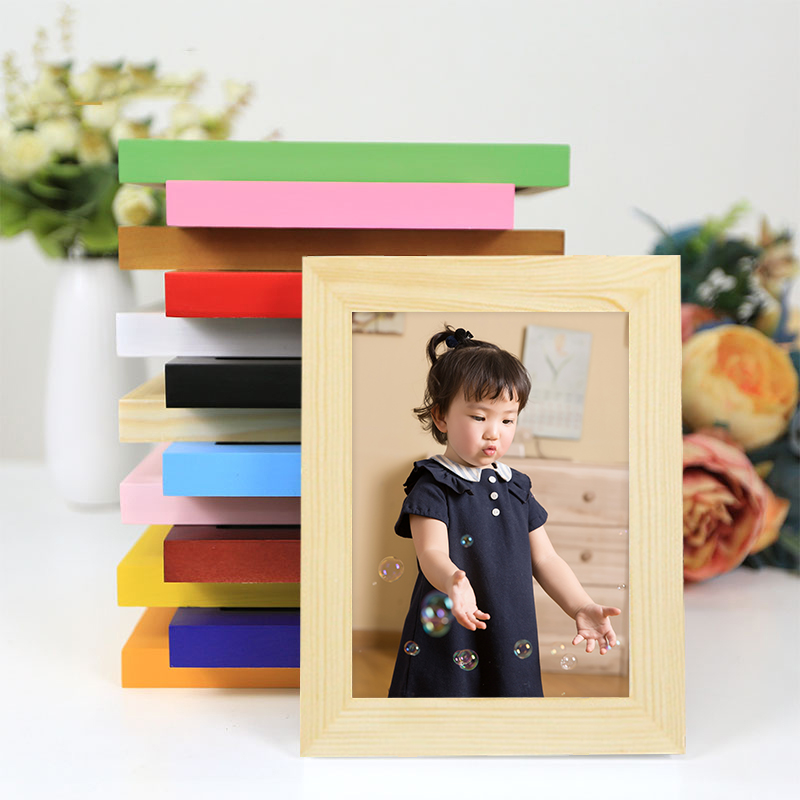 Solid wood photo frame 6 inch 7 inch photo swing table hanging wall decoration painting frame Printed Logo to be made in color Like a frame wood strip