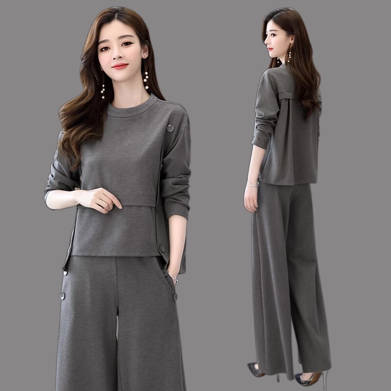 Wide-Leg Pants Suit 2026 Spring and Autumn New Style, Complete Set of Professional Suit, Two-Piece Set, Stylish for Young Mothers