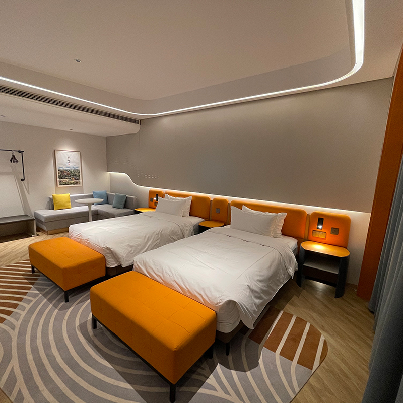 Themed Hotel Bed with a full set of furniture Apartment lovers Single-shoulder double bed Twin Beds Guesthouse TV Cabinet Luggage Rack