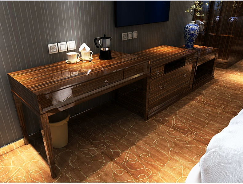Phòng khách sạn sơn gỗ veneer đồ nội thất căn hộ liền kề bàn máy tính bàn TV tủ hành lý tủ - Nội thất khách sạn