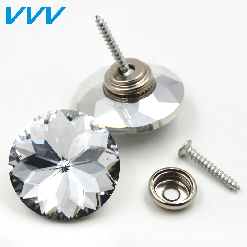 Soft bag crystal buckle glass button for soft bag decoration sofa decoration with primary and secondary drill buckle self-tapping screw