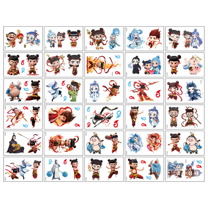 New Cartoon Nezha Tattoo Stickers for Children, Cute Ao Bing, the Third Prince, Anime Temporary Stickers for Arms and Face, Makeup New Cartoon Nezha Tattoo Stickers for Children, Cute Ao Bing, the Third Prince, Anime Temporary Stickers for Arms and Face, Makeup