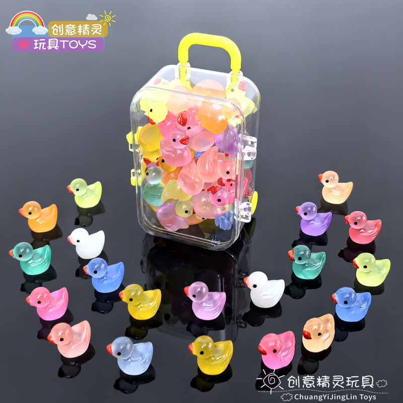 Glow-In-The-Dark Mini Duck Children's Toy Colorful Crystal Little Yellow Duck Small Animal Ornament Fluorescent Small Object