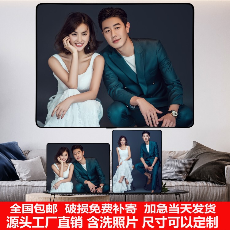 Simple Aluminum Alloy Family Portrait Crystal High-End Creative Display Stand Wedding Photo Enlargement Wall-Mounted Photo Frame Production
