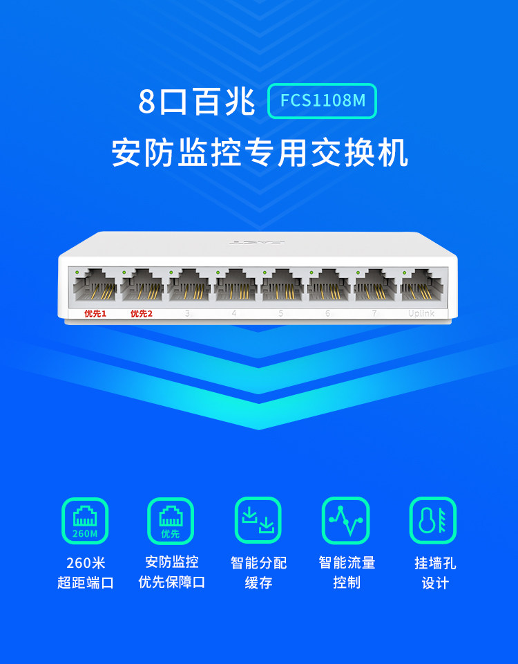 Special Switch for the Security Monitoring of the Express FCS1108M 8-port 100 trillion Security Monitoring