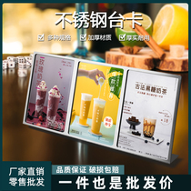 A4 Acier inoxydable Tableau de la carte Dairies Milk Tea Shop Menu Liste des prix Truffle Cartes daffichage Point commercial Billboard