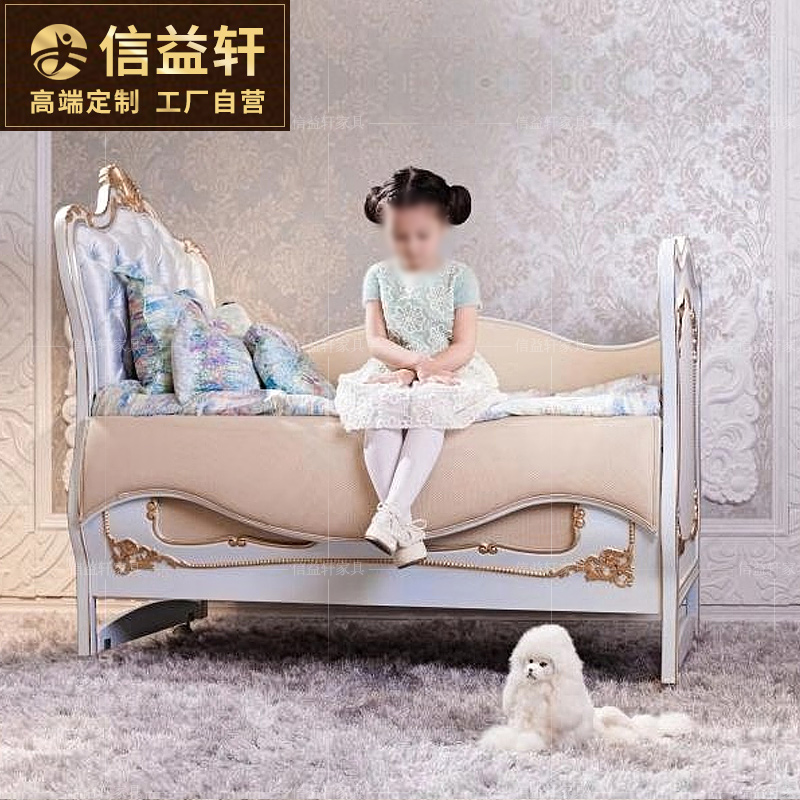 Italian luxury children's bed court French ivory white solid wood princess bed large ping number European aristocratic bed customization