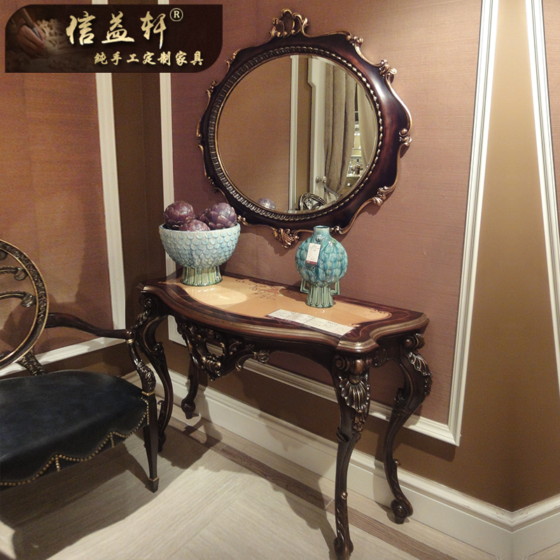Xinyi Xuan Furniture Neo-classical entrance table European-style solid wood entrance table against the wall table villa living room decoration table