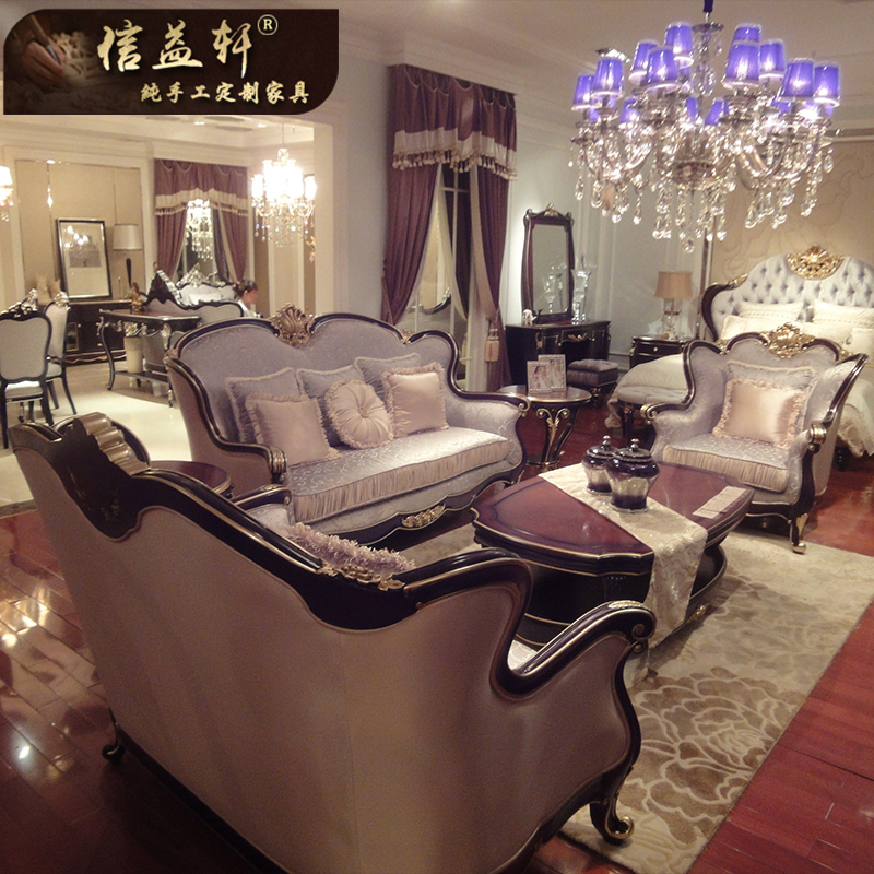Ostyle Living Room Luxurious Sofa Villa New Vintage Solid Wood Sofa Italian Palace Cloisie Sofa Combined Furniture