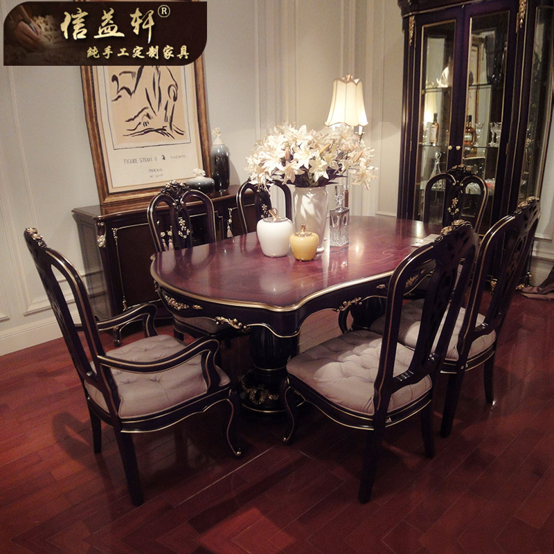 Xinyi Xuan Customized Furniture American Rectangular Solid Wood Birch Wood Table Method New Vintage Table Chair Combination