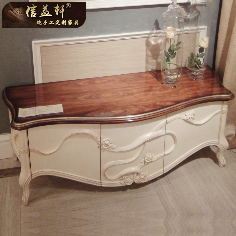 Xinyixuan European-style dining cabinet solid wood table white with mirror entryway New classical storage cabinet custom furniture