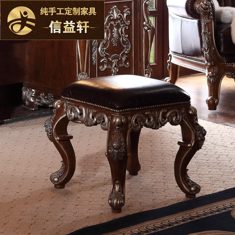 Xinyi Xuan Custom Furniture Italian Makeup Chair Eu Style Makeup Stool style genuine leather solid wood changing shoes stool