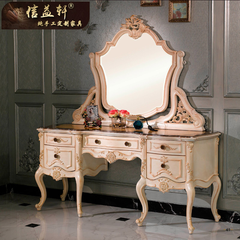 Shin Yixuan Eurostyle Luxurious Solid Wood Makeup Bench Large Terrace Number Face-style Villa Bedroom MAKEUP TABLE WITH MIRROR MAKEUP TABLE