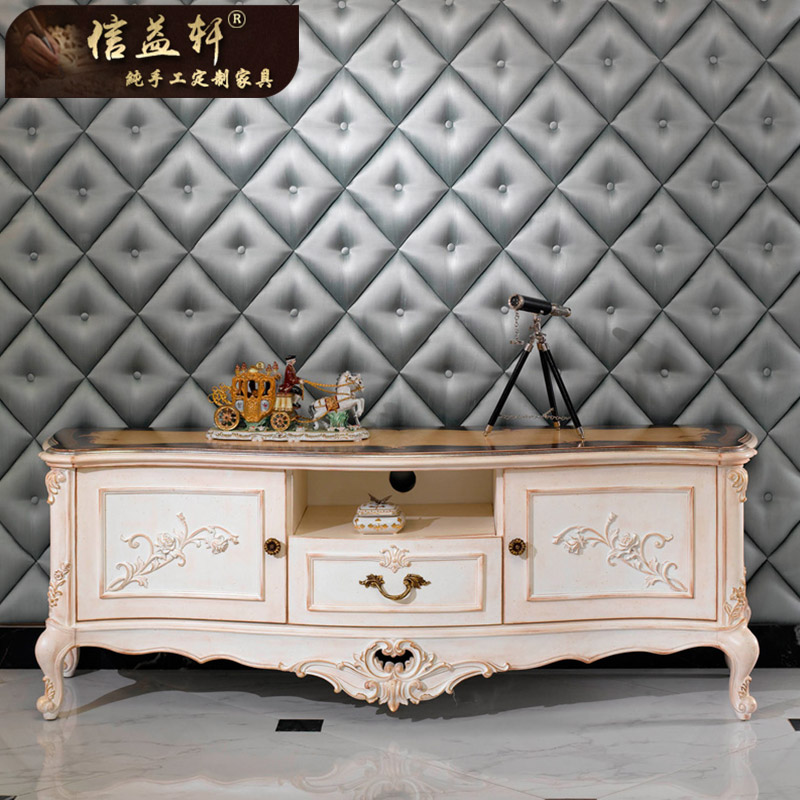 Xinyi Xuan Law Style Villa Living Room Examination And Listening Cabinet Ground Cabinet Large Family Style Villa Luxurious Eurostyle Solid Wood TV Cabinet