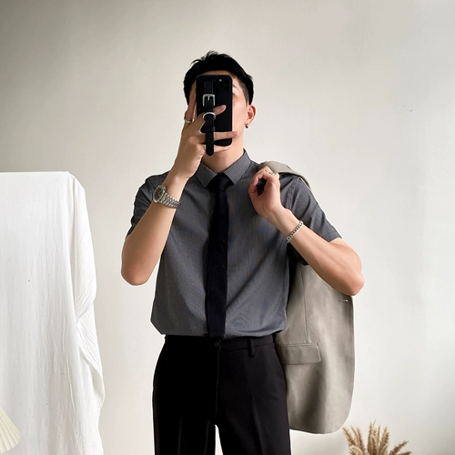 Летняя легкая и тонкая рубашка для отдыха, облегающий крой, в корейском стиле