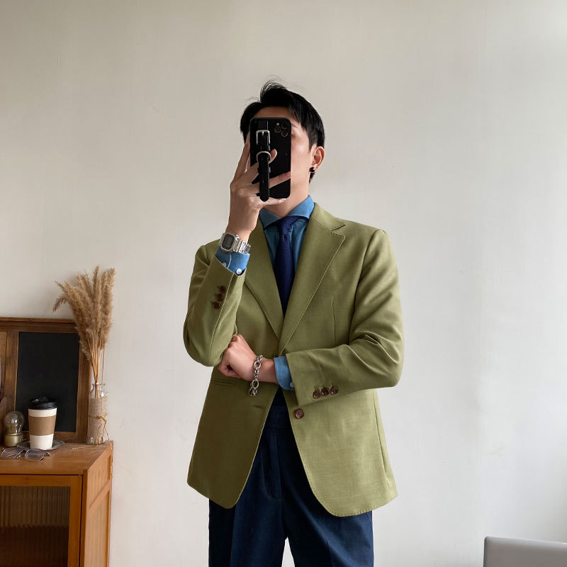 Clearance: British-Style Vintage Army Green Suit for Men, Slim-Fit Business Lightweight Breathable Jacket, Casual Suit Clearance: British-Style Vintage Army Green Suit for Men, Slim-Fit Business Lightweight Breathable Jacket, Casual Suit