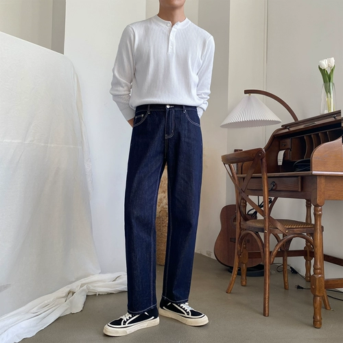 Мужской осенний трикотажный японский цветной трендовый универсальный приятный телу свитер для отдыха, в корейском стиле