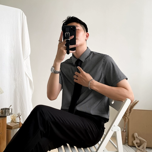 Летняя легкая и тонкая рубашка для отдыха, облегающий крой, в корейском стиле